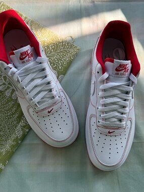 Nike Air Force 1 White And Red Colorway Sneakers